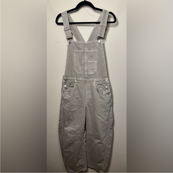 Free People We The Free Good Luck Barrel Overalls in Cobblestone - Picture 5 of 7
